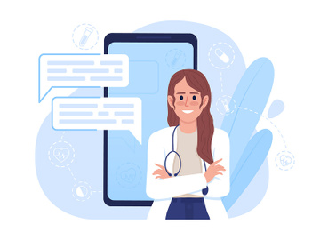 Visiting doctor online with mobile app illustration preview picture