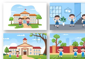 10 Students After School Illustration