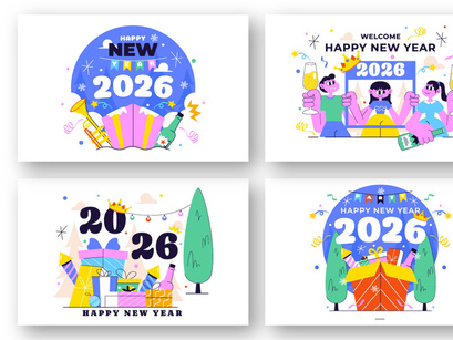 12 Happy New Year 2026 Illustration