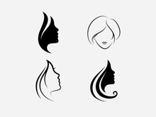 Hair woman and face logo and symbols