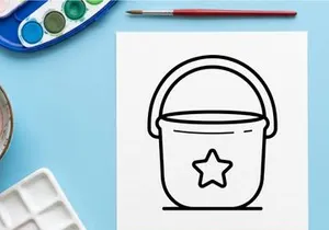Halloween candy bucket icon. Trick or treat pail illustration with star design.