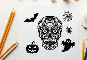 halloween day of the dead skull vector illustration