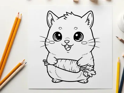 Cute white kitten holding fish vector illustration