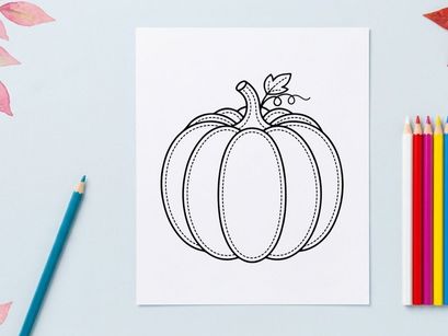 Pumpkin with leaves and stem, autumn harvest symbol. Seasonal vegetable for cooking and decoration.
