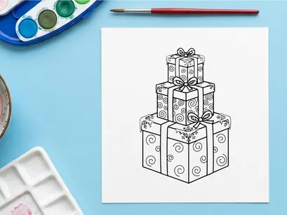 Stacked Christmas gift boxes with ribbons and bows for holiday celebration and festive decoration