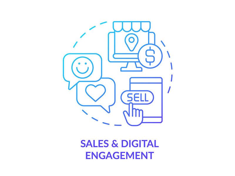 Sales and digital engagement blue gradient concept icon