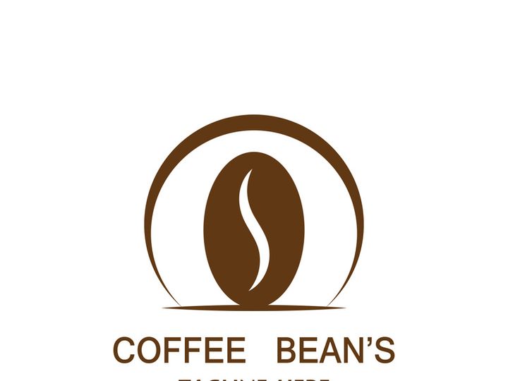 Coffee bean logo for cafe, business, label.