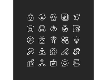 Interface chalk white icons set on black background preview picture