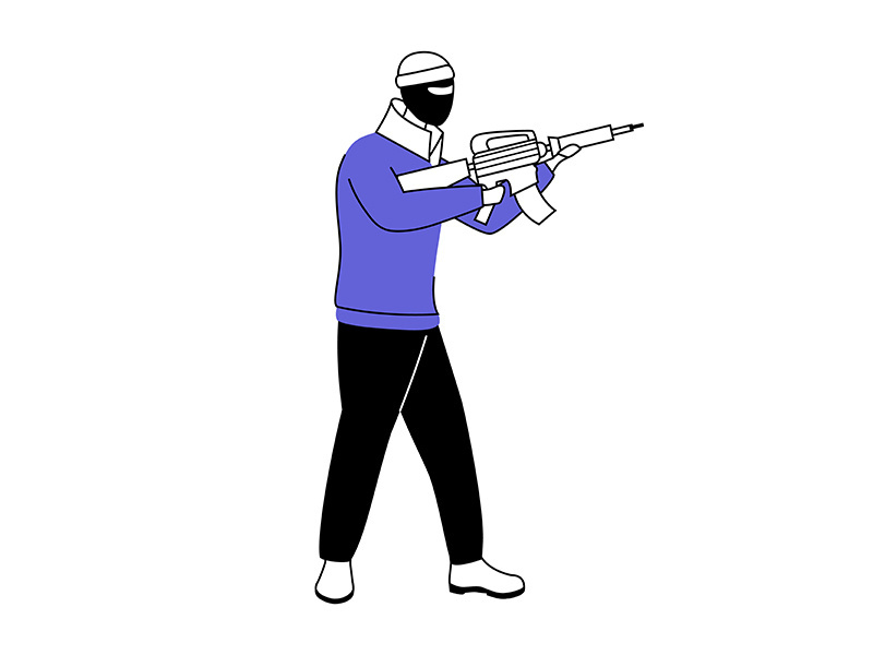 Man in balaclava mask flat silhouette vector illustration