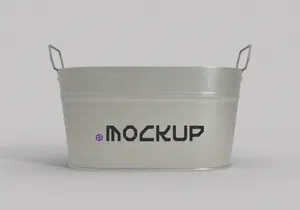 Oval Metal Bucket Mockup