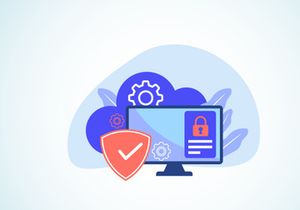 Cloud computing security design concept. Online security and data protection. Vector illustration