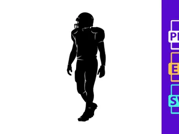 American football player in motion silhouette illustration preview picture