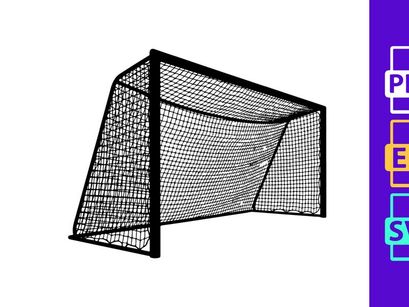 Soccer goal net with black frame and white mesh