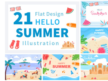 21 Happy Summer Time in Beach Illustration preview picture