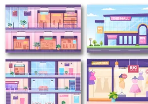 9 Shopping Mall Modern Illustration