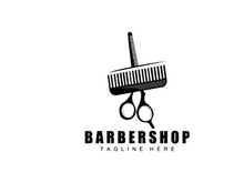 Scissors Logo Design, Barbershop Shaver Vector, Babershop Scissors Brand Illustration