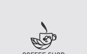 Coffee Shop logo line art illustration design