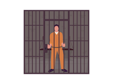 Male prisoner in jail semi flat color vector character preview picture