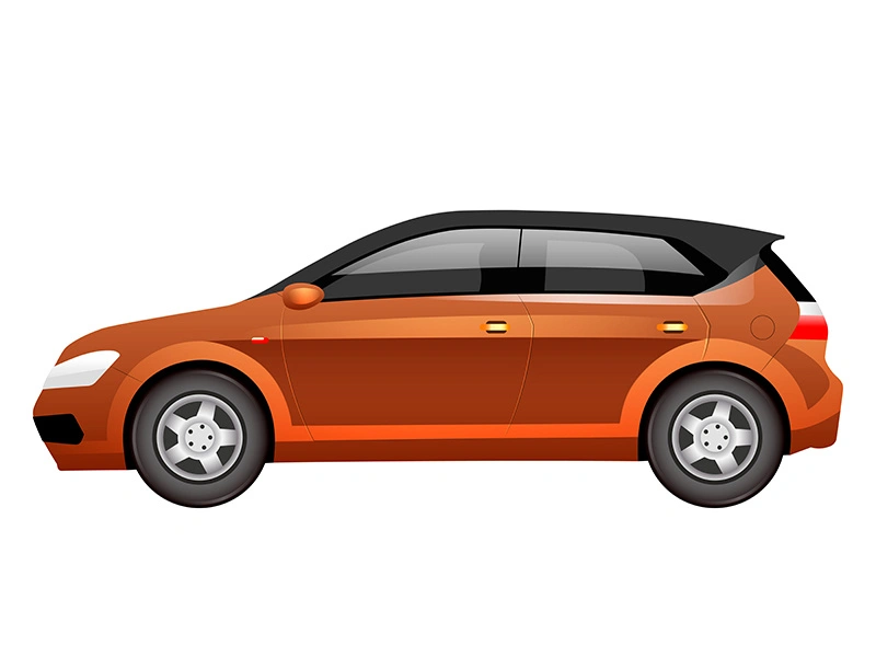 Orange hatchback cartoon vector illustration