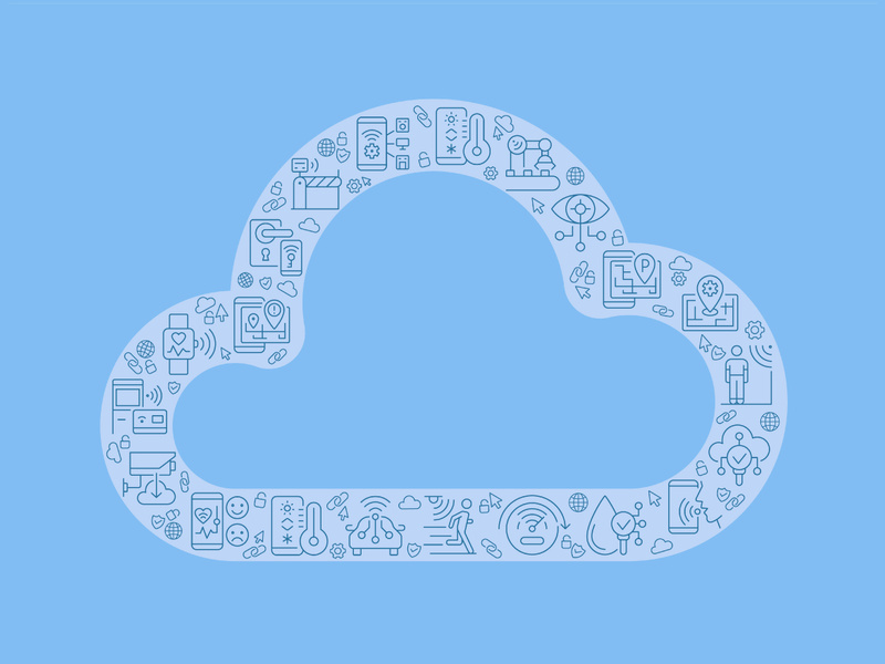 Cloud pixel perfect shaped concept filled with editable linear icons