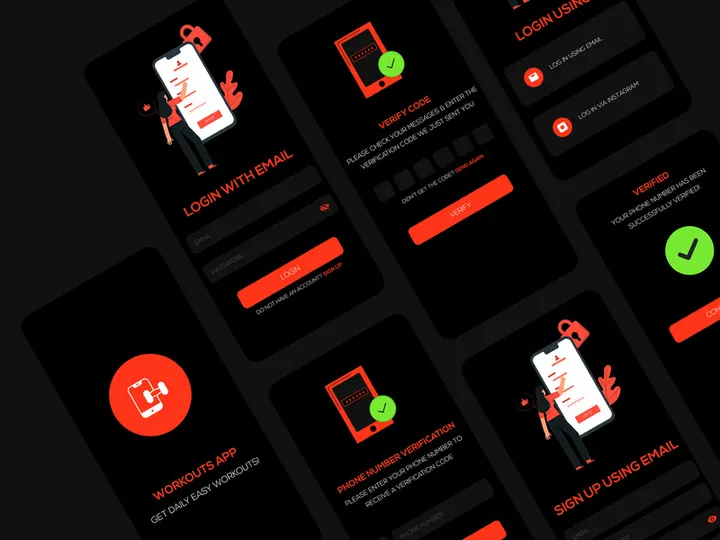 Workout App Initial screens