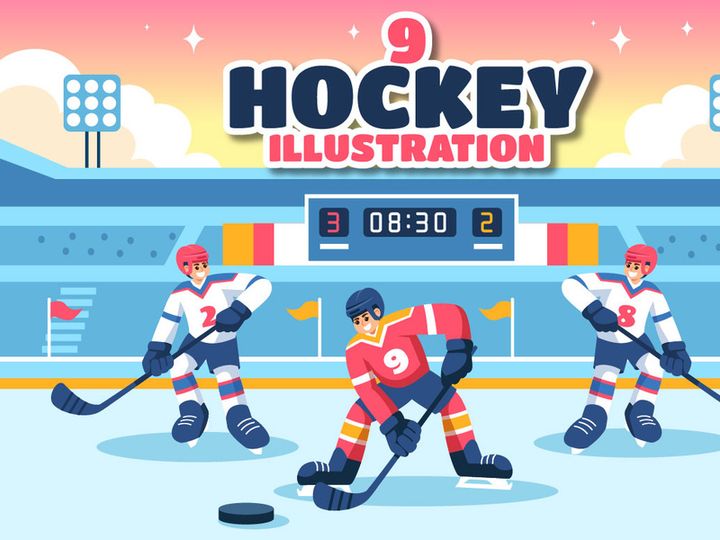 9 Hockey Player Sport Illustration