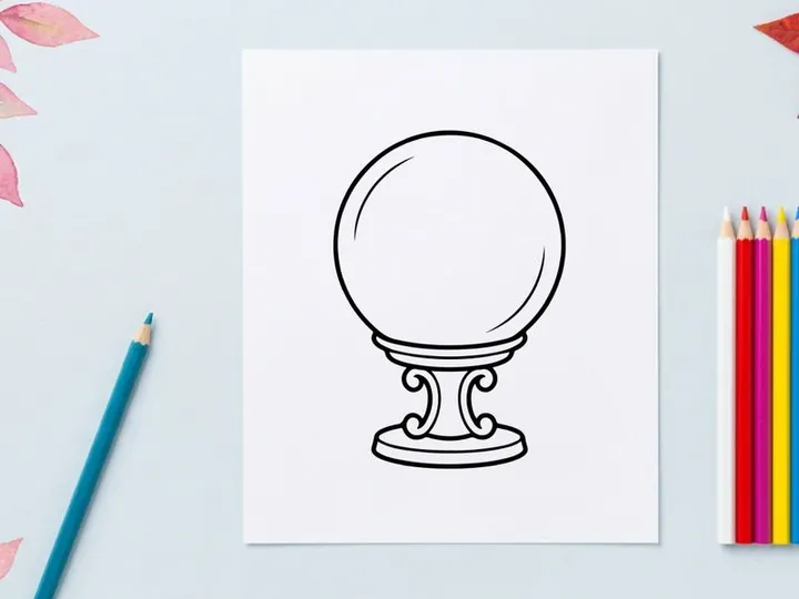 Empty crystal ball on ornate stand for fortune telling and divination. Mystical glass sphere used in psychic readings and spiritual predictions.