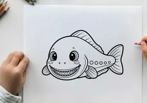 cute smiling fish mascot vector illustration flat design