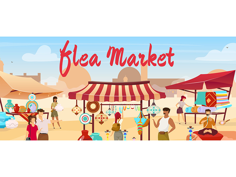 Flea market flat vector illustration