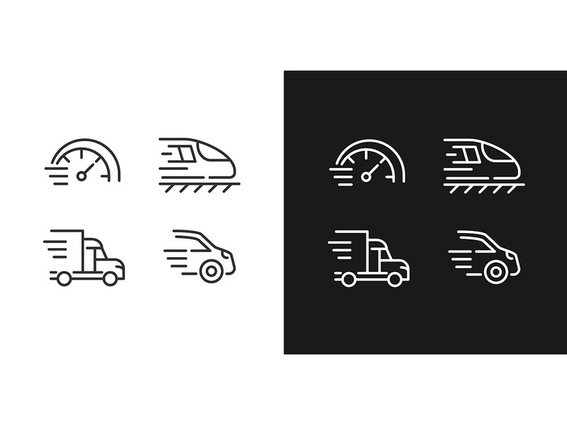 Fast transport pixel perfect linear icons set