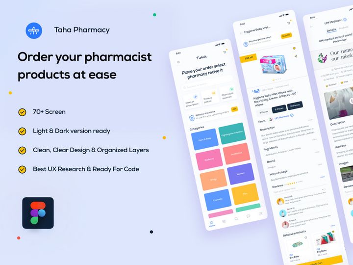 Pharmacies medical delivery UI/UX design for mobile app preview picture