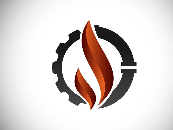 Fire flame icon in a shape of drop. Oil and gas industry logo design concept.
