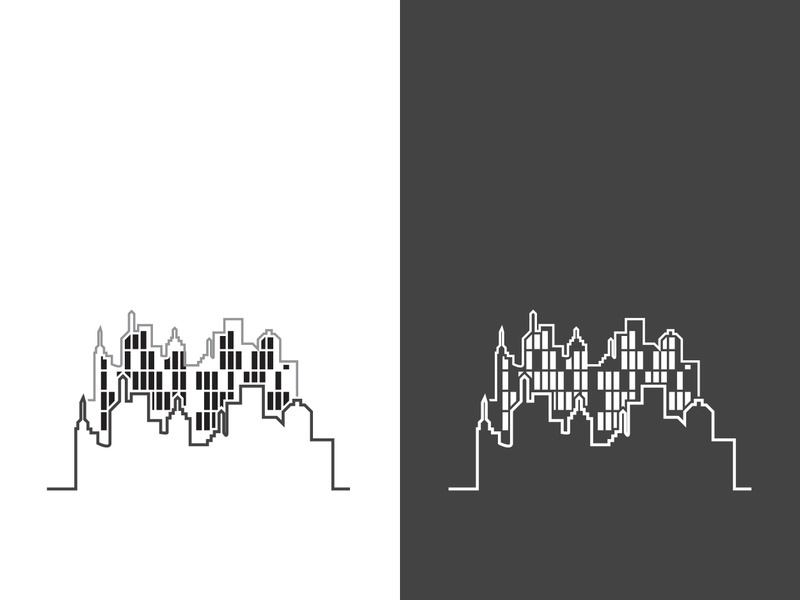 Modern city skyline icon silhouette vector illustration design