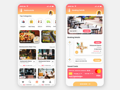 Find Restaurants and Reserve Table Mobile App UI Kit