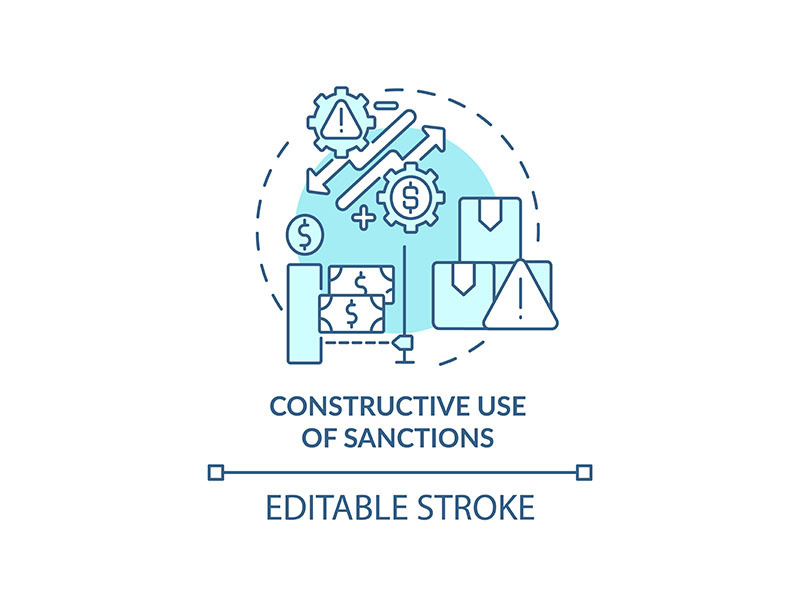 Constructive use of sanctions turquoise concept icon
