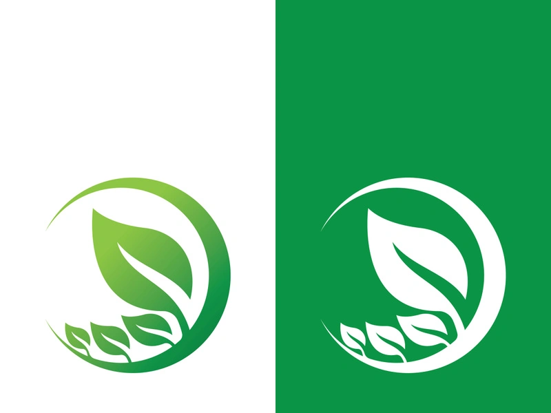 Logos of green tree leaf ecology nature element vector