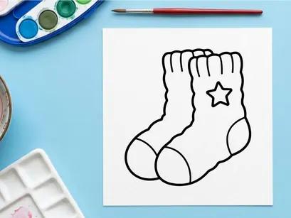 Handgezeichneter Weihnachts-Socken mit Stern-Dekoration für festliches Geschenk- und Feiertags-Design
