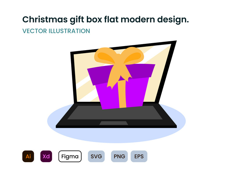 Christmas gift box to customer flat design.