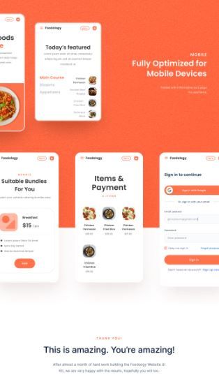 Foodology Website Landing Page UI Kit - Figma