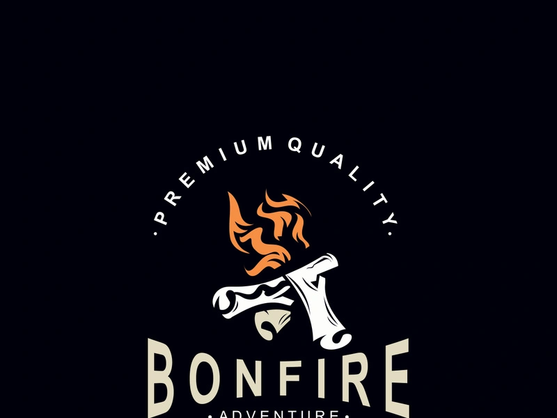 Bonfire Logo Design wood and fire camping adventure vintage illustration