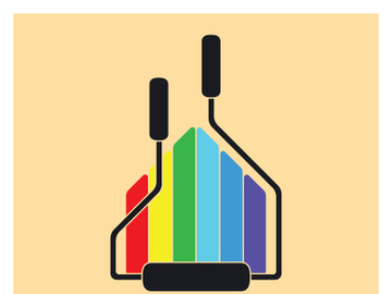 logo icon illustration house paint with a blend of brushes and rollers for house wall paint design, minimalist house, painting, interior, building, property business, wallpaper, vector concept preview picture