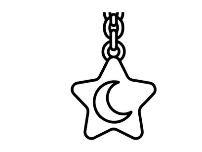 Minimalist crescent moon and star pendant necklace. Simple celestial jewelry charm for Halloween or night sky themes.
