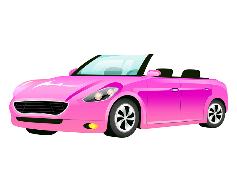 Pink cabriolet cartoon vector illustration