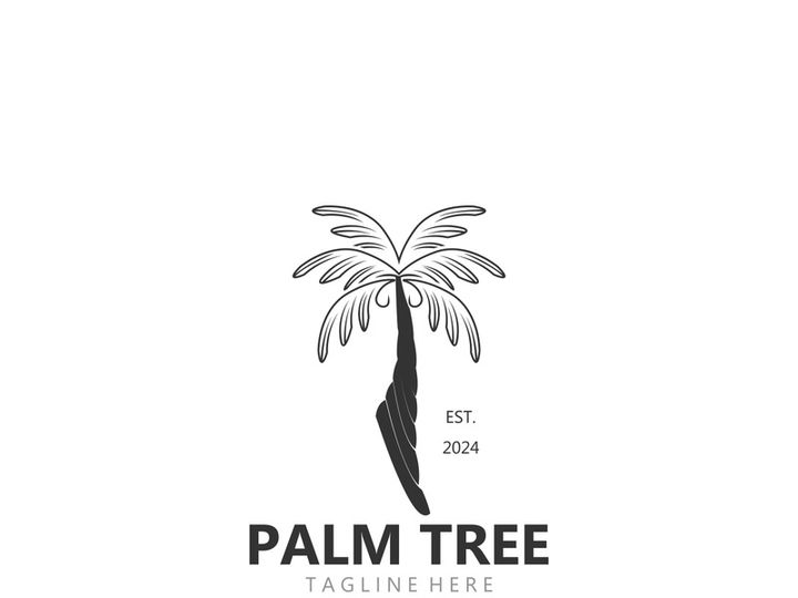 Palm tree simple and modern premium logo design. abstract icon palm beach illustration