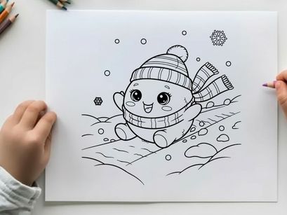 Cute snowman melting winter vector illustration flat design