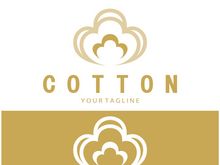 Soft natural organic cotton flower plant logo for cotton plantations, industries,business,textile,clothing and beauty,vector