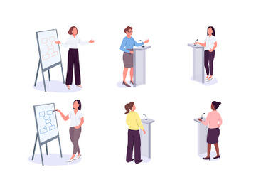 Women in leadership flat color vector faceless characters set preview picture