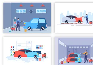 15 Car Painting Machine with Spray Gun Illustration