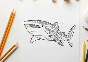 Whale swimming underwater flat design vector illustration