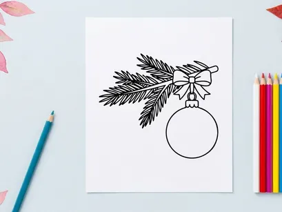 Elegant Christmas wreath ornament with pine branches and decorative bow for festive holiday decor